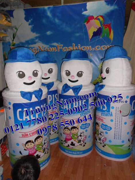 May bán và cho thuê mascot Hồ Chí Minh: mascot quảng cáo bình sữa chua.